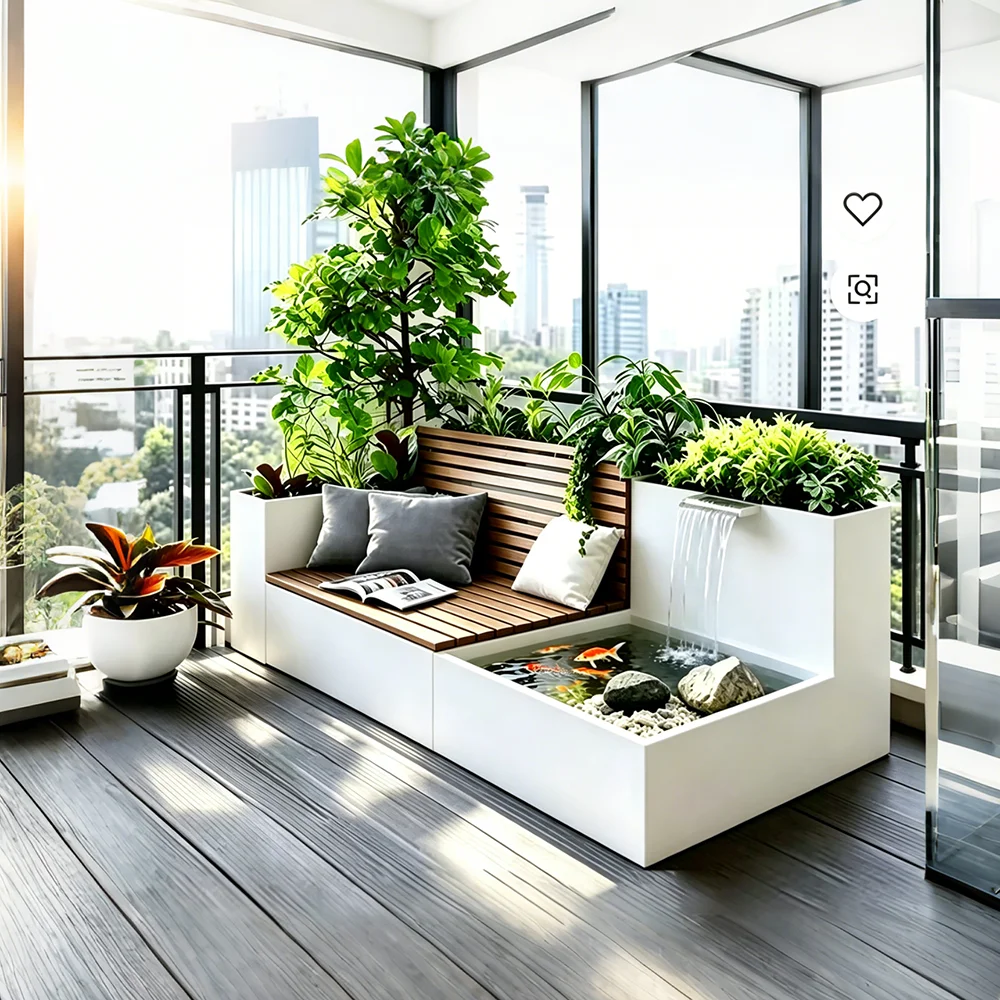 H175 Stainless Steel Planter Box Waterfall Fountain Automatic Circulating Indoor Water Feature For Hotel Villa Decoration