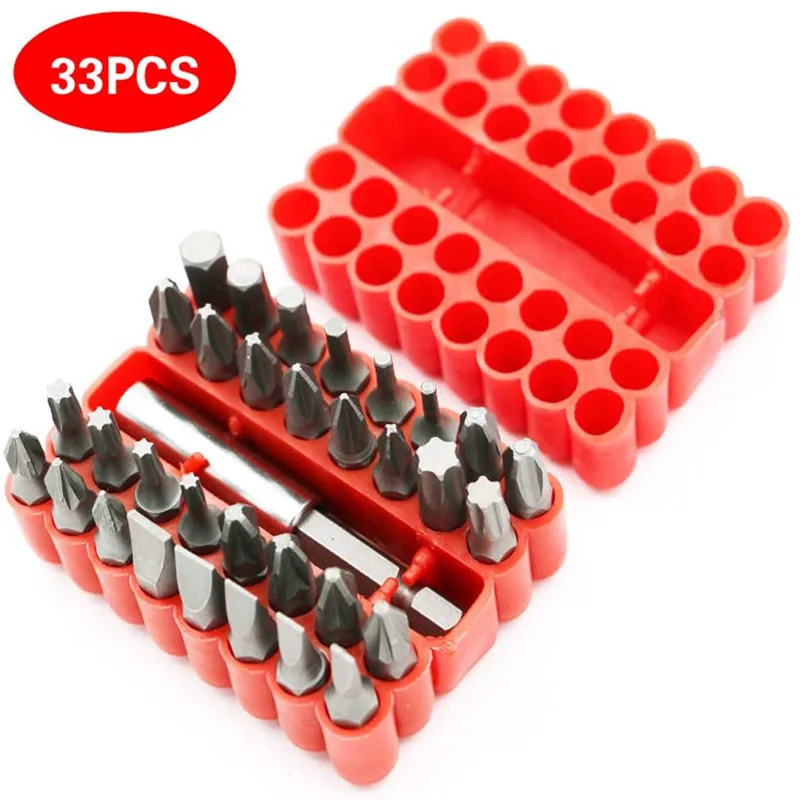 Juego de brocas de destornillador eléctrico, accesorios de combinación de tres garras y cuatro garras, Hexagonal, flor de ciruelo, 33 unids/set