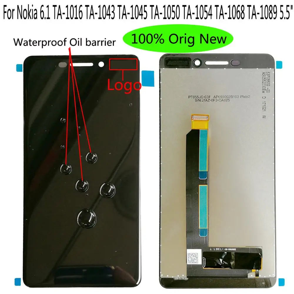 Shyueda IPS 100% Orig New AAA+ For Nokia 6.1 TA-1016 TA-1043 TA-1045 TA-1050 TA-1054 TA-1068 TA-1089 LCD Display Touch Screen