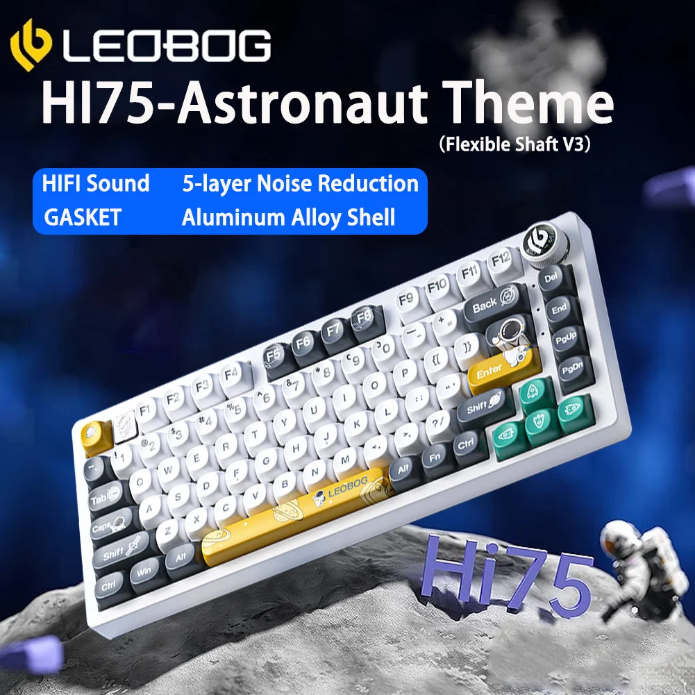 LEOBOG HI75 Knob Wired Custom Mechanical Keyboard/Barebone Kit Gasket Aluminum RGB Backlit 81 Keys Hot-Swap Gaming Keyboard