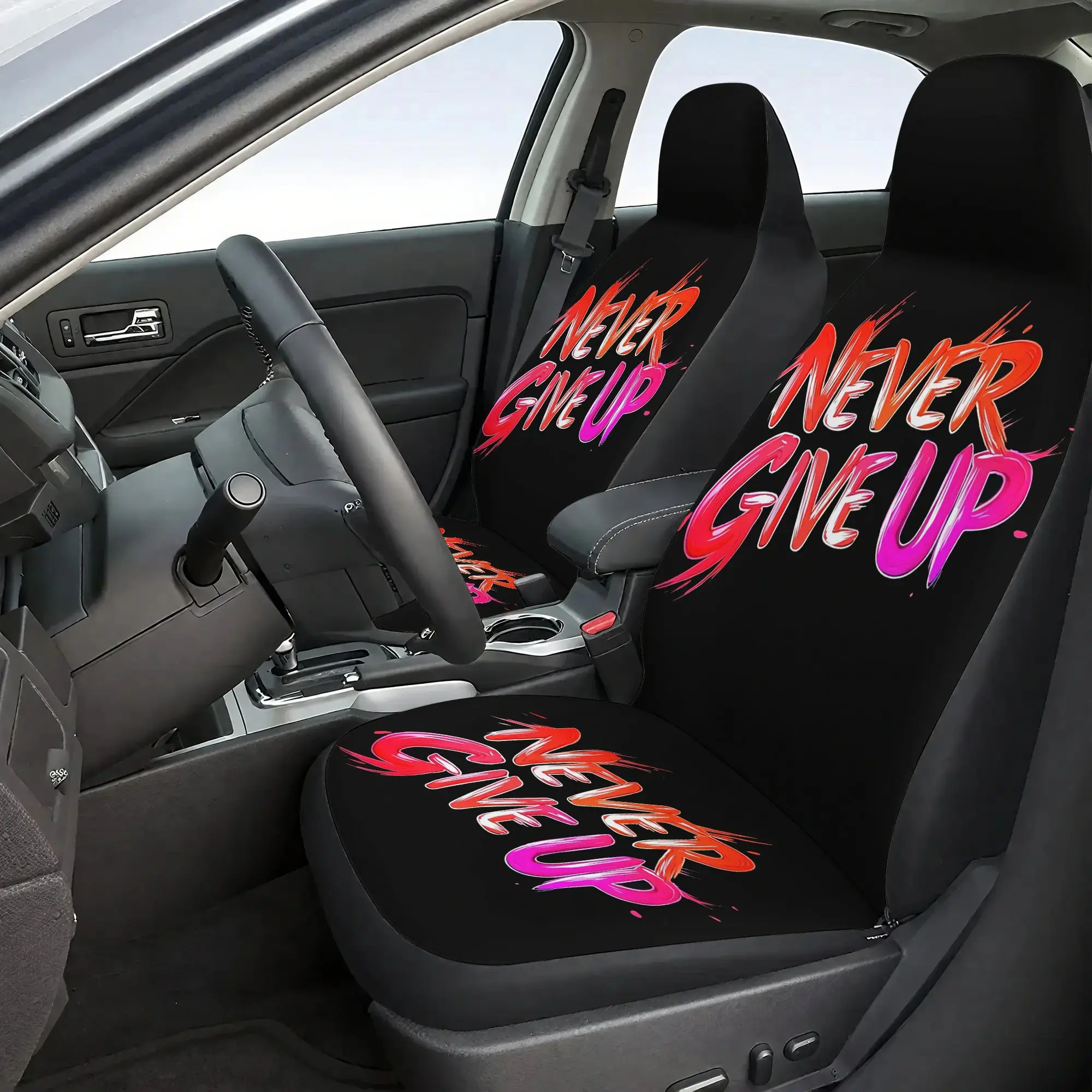7pcs Set Never Give Up Car  Covers Set - Including 2 Front  Covers + 1 Rear  Back Cover + 1Rear  Cover + 3 Car S