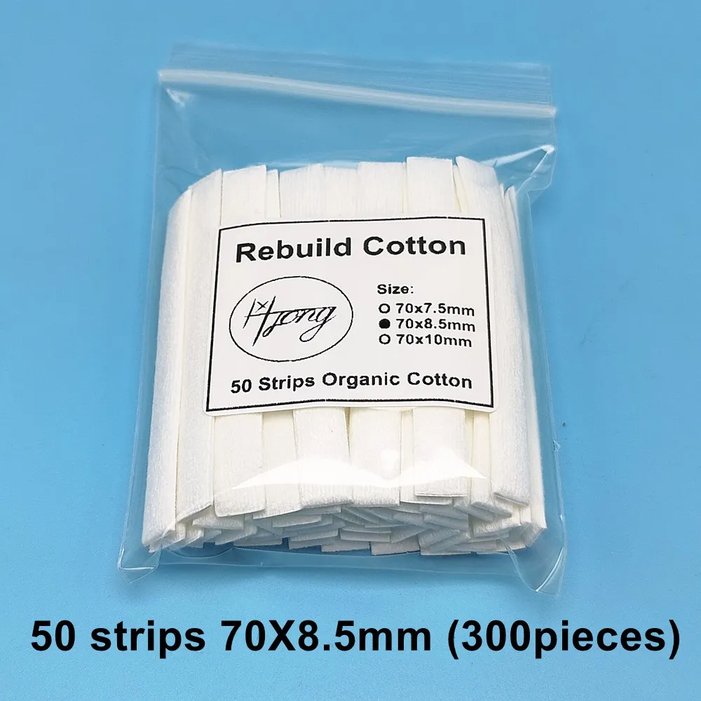 10/20/50 Strips General Classic Rebuild Cotton 70mm Length 7.5/8.5/10mm Width 6 Layers RBK Xlim/XROS/OXVA/GTX/TPP Repair Cotton