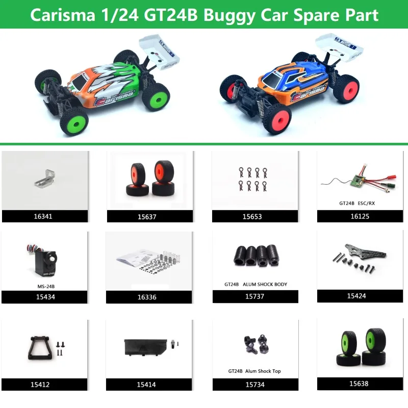 Carisma 1/24 GT24B Remote Control Buggy Car Spare Parts Motor Receiver Shock Top