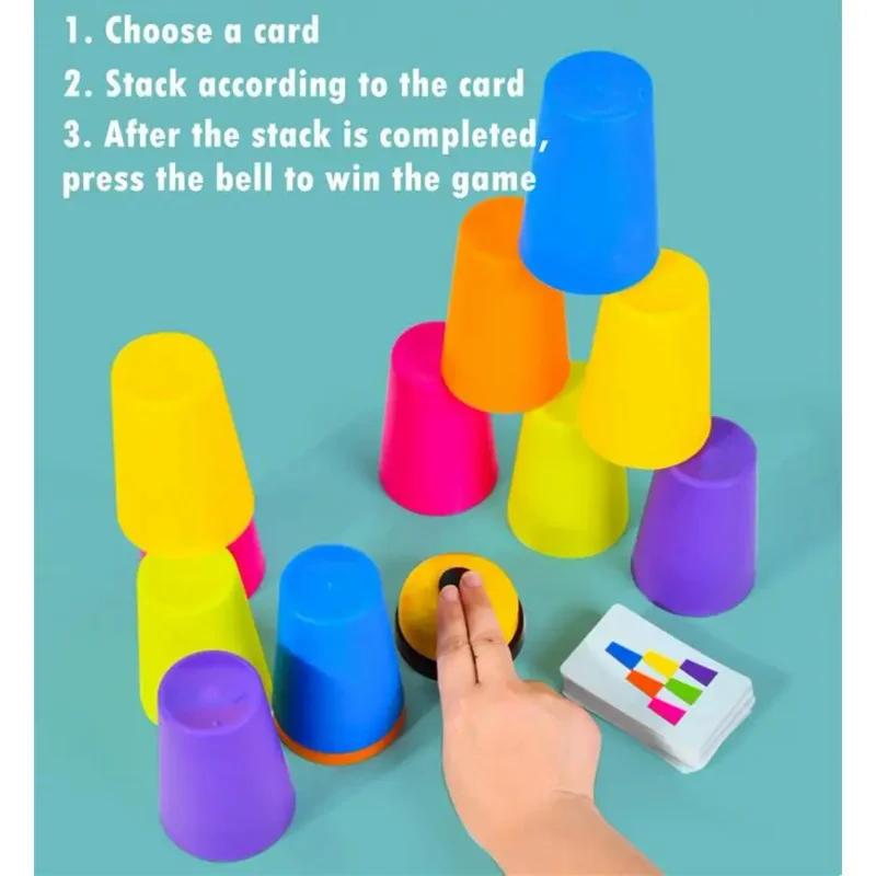 Juego de mesa de taza apilable para niños, clasificación de color, juguetes de entrenamiento lógico cognitivo, juguete educativo Montessori competitivo para niños