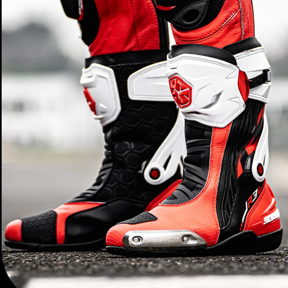 2024 Motorcycle Boots Men Motocross Boots Racing Riding Boots Off-Road Motorbike Motorcycle Shoes Protective Gear Size 39-46