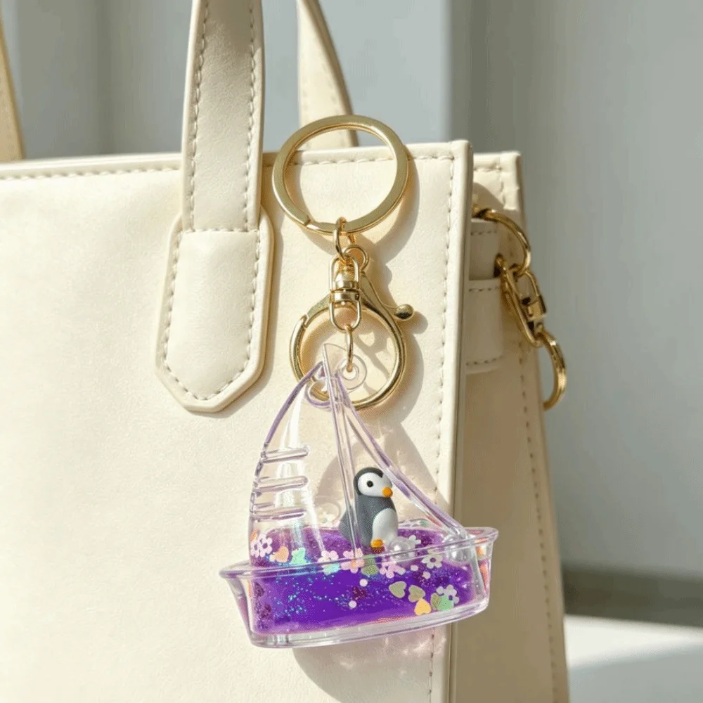 Handcrafted Glass Pocket Fish Ornaments Pendant Vibrant Glass Oil Filled Fish Figurine Keyring Blue Oil Mini Pocket