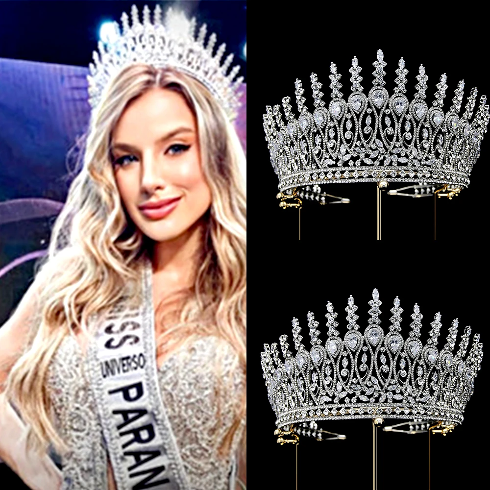 

Miss Universe Brazil State Pageant Crown Zircon Big Crowns Birthday Rhinestone Headband