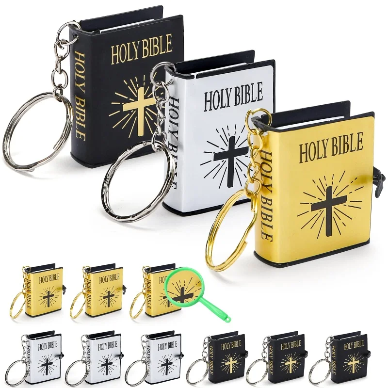 Bible Keychain Can Read Miniature Gift Miniature Book Key Ring for Church Souvenir Gifts Handbag Pendant Xmas Church Gift