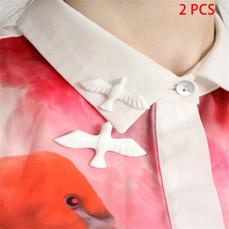 2Pcs Retro Simple White Dove Brooch Exquisite Small Animal Pins For Men Women Versatile Novelty Badge Clothing Accessories Gifts