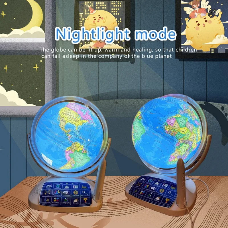 AR Globe For Kids Education Talking Interactive Globe Early Childhood Learning Built-In Constellation Light Globe