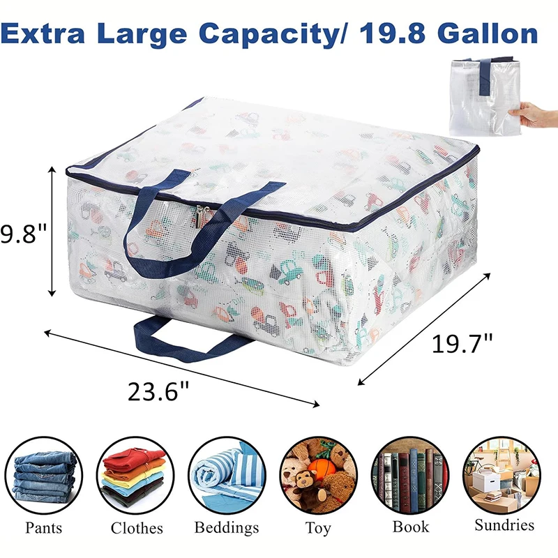 Extra Large Clear Moving Bags with Zipper Heavy Duty Storage Totes for Clothing Blanket Comforters Pillow Toys Bedding