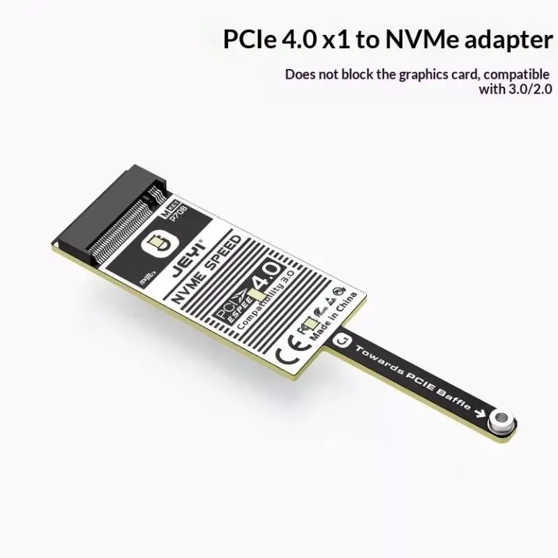 Flat PCIe 5.0 X4 To NVMe Adapter Card 128Gbps Compact Mini Design No GPU Obstruction For M.2 2280 NVMe SSD&PCIe X4/X8/ X16