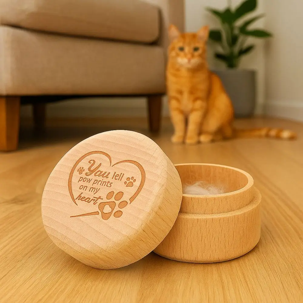 

Pet Loss Memorial Wooden Pet Hair Keepsake Box Handcrafted Engraved Pet Memorial Box Durable Storage Box Memorial Gift