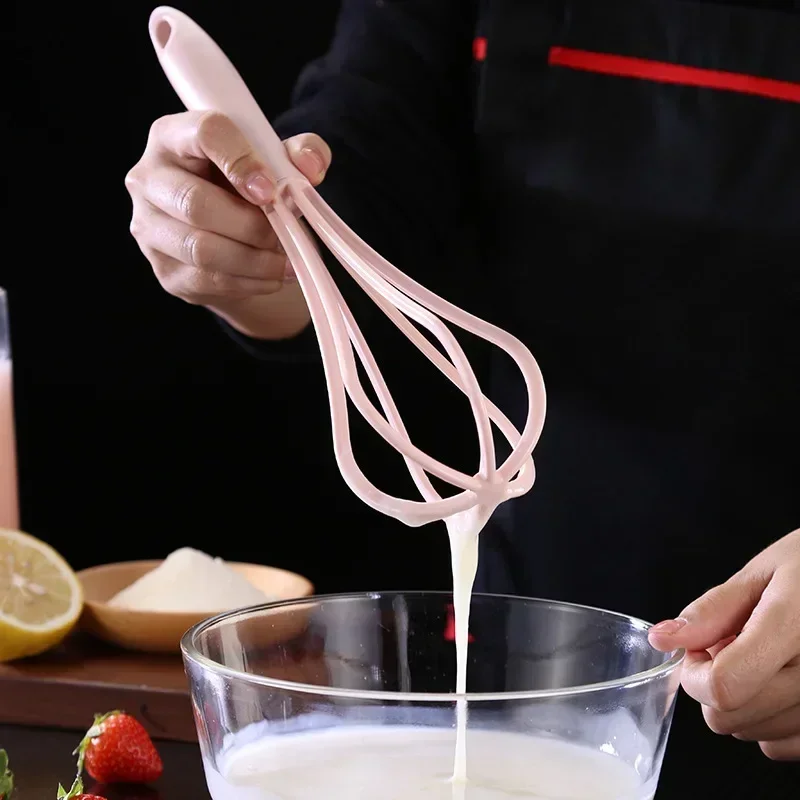 1Pcs Multifunctional Rotary Manual Egg Beater Mixer Mini Plastic Kitchen Egg Whisk Bake Tool Egg Agitator Silicone Whisk