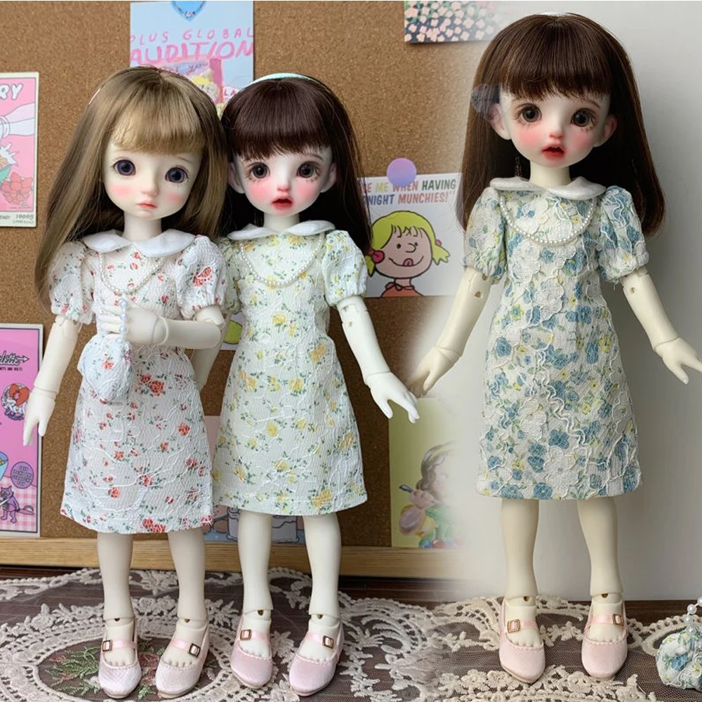 H02-024 children handmade toy BJD/SD doll clothes 1/6 30cm lace Chinese cheongsam dress set