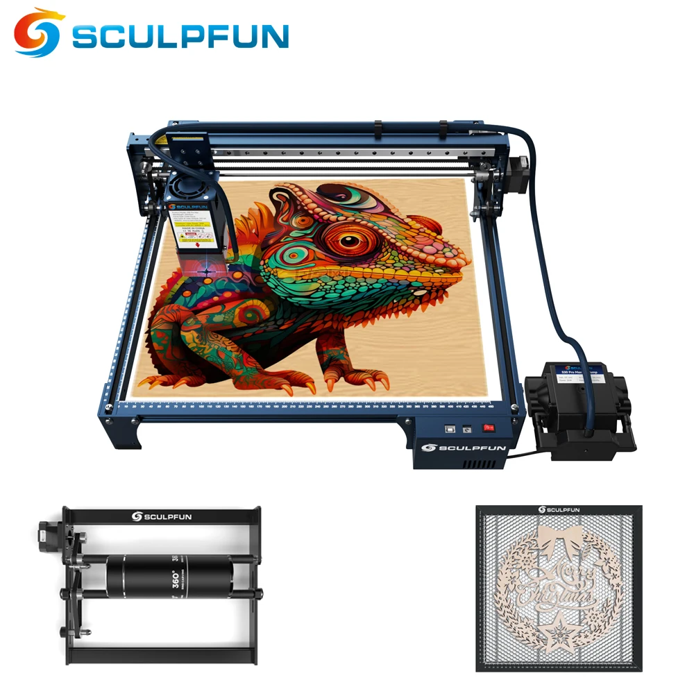 SCULPFUN S30 Pro Laser Engraver Automatic Air-assist System 10W Laser Module Cutter Machine 400*400MM Engraving Area For Metal