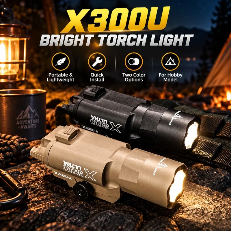 Bright Nylon X300U Rail Attached Torch, Hobby Model Flashlight Supply for 20-21mm Rail Hobby Parts