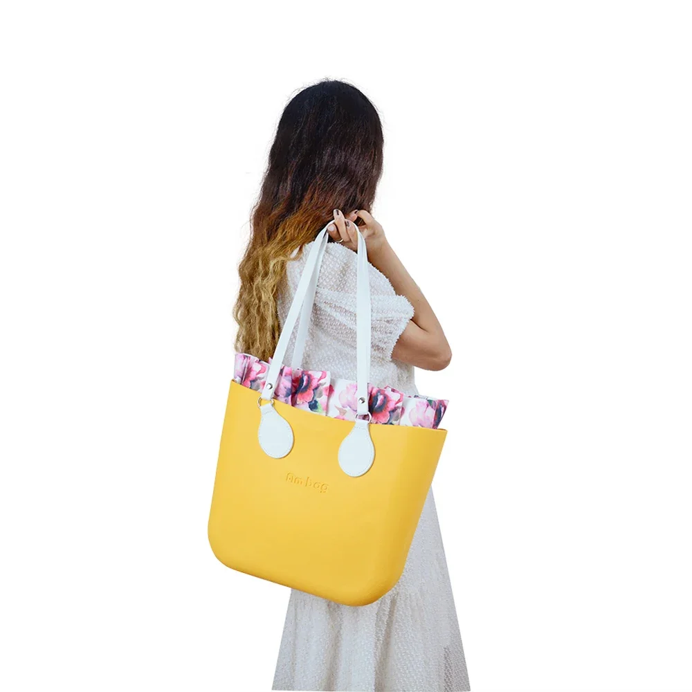 New Arrival Tanqu Long Edge Painting Handles Leather Flat PU Belt Drop End with Silver Rivet for OBag for EVA O Bag Body