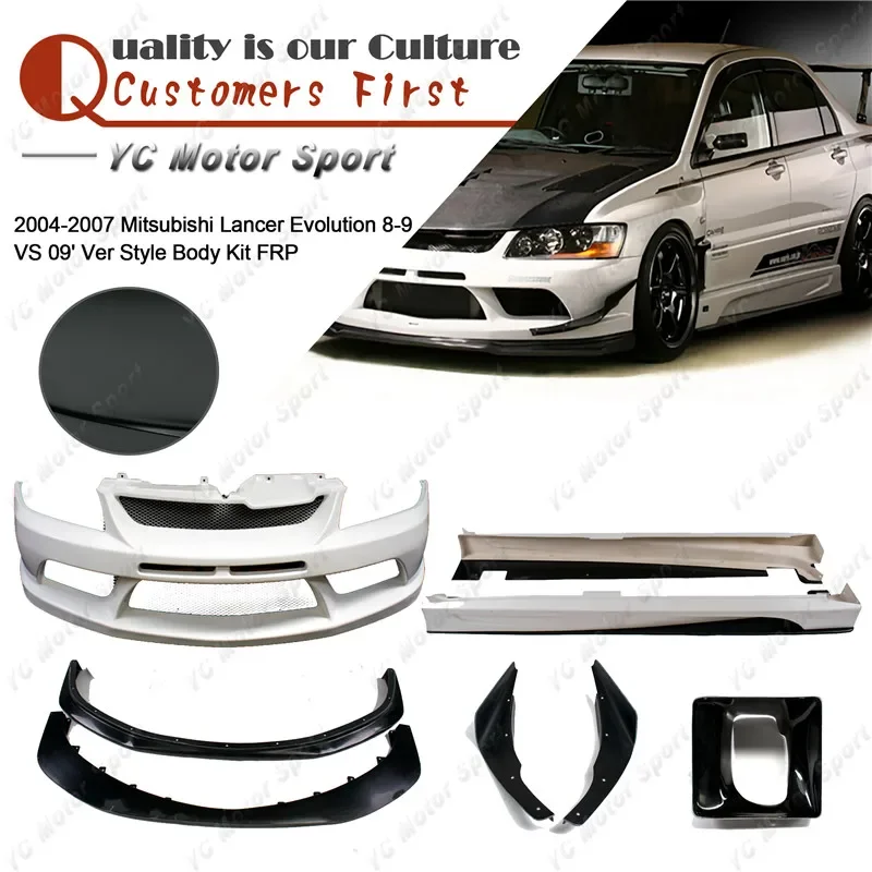 

FRP Fiber Glass VS 09' Ver Style Body Kit Fit For 2004-2007 Evolution 8-9 EVO 8 9 Front Bumper Lip Diffuser Canard Side Skirt