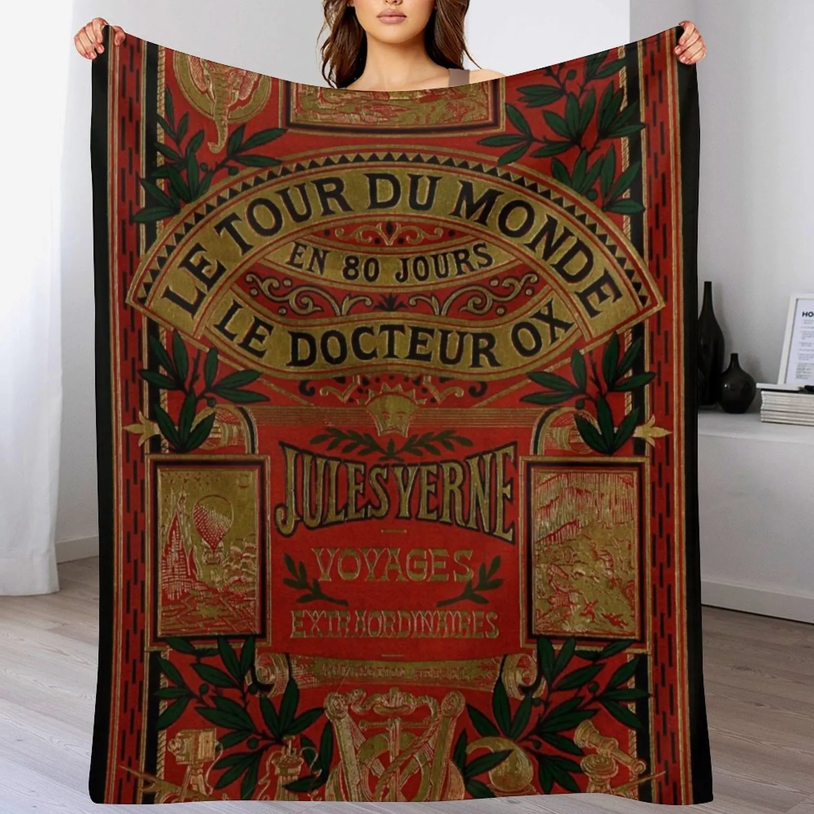 Jules Verne Around The World In Eighty Days Throw Blanket Easy Care Comfortable Blanket for Couch