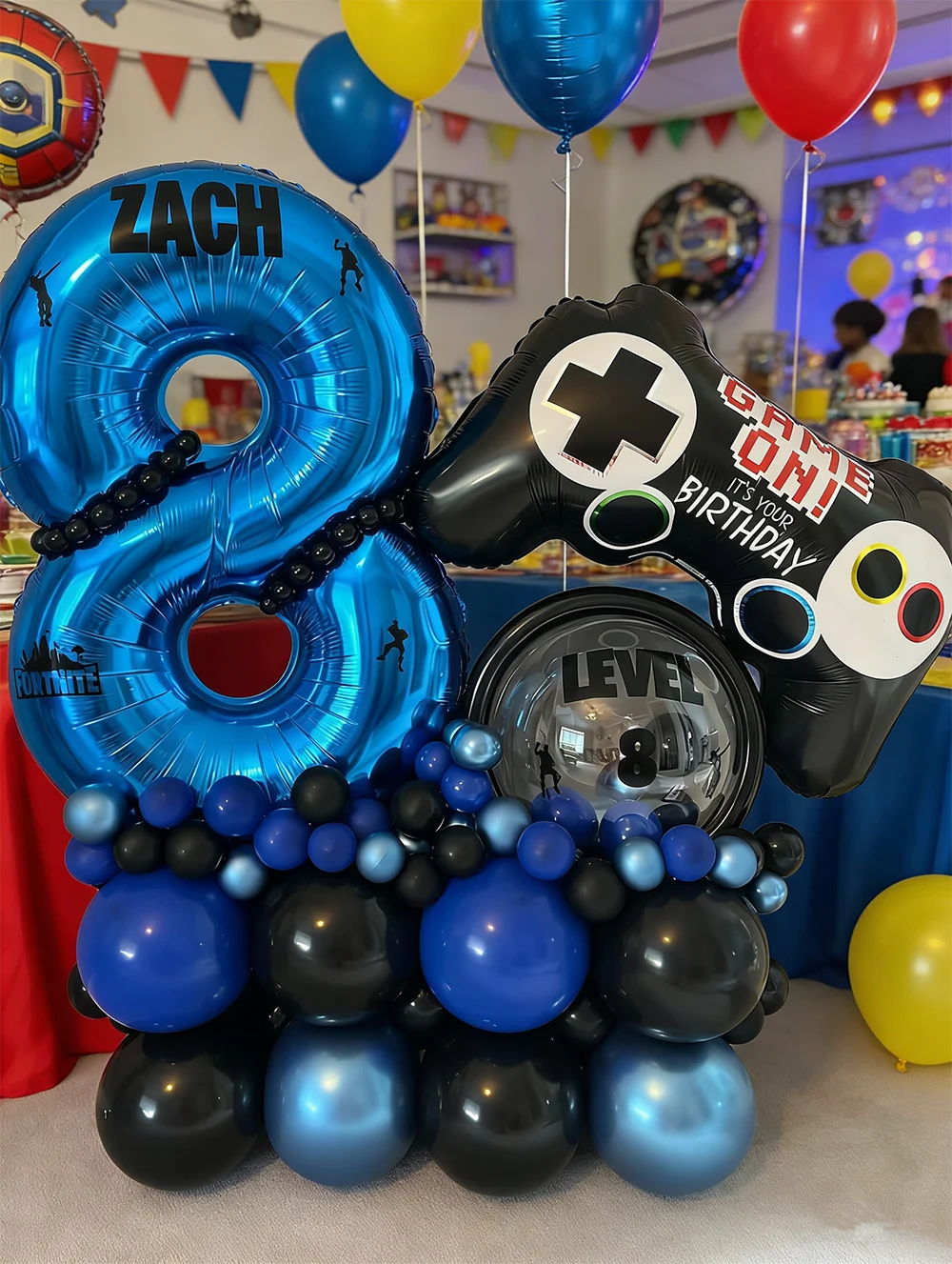 Gamepad-Ballon Tiefblau Zahlen-Geburtstagsballons-Set Spielthemen-Partydekoration Kindergeburtstag Überraschungsgeschenke