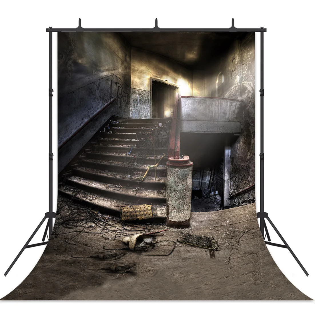 Halloween Party Decor Abandoned Staircase Photogaphy Background Children Photocall Booth Banner Photo Backdrop Photozone