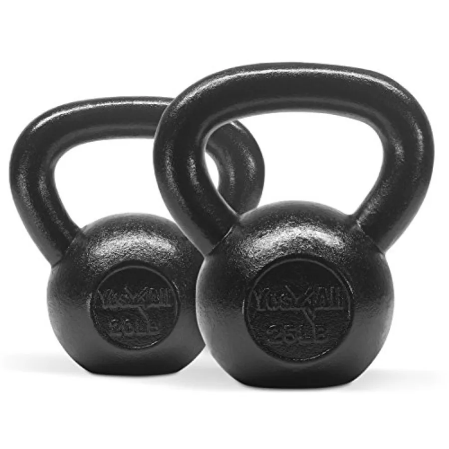 

Kettlebell Sets 5-10-15-20-25-30 LB Cast Iron Strength Training Kettlebells Wide Handles Flat Bottom Multi-Level for Beginners