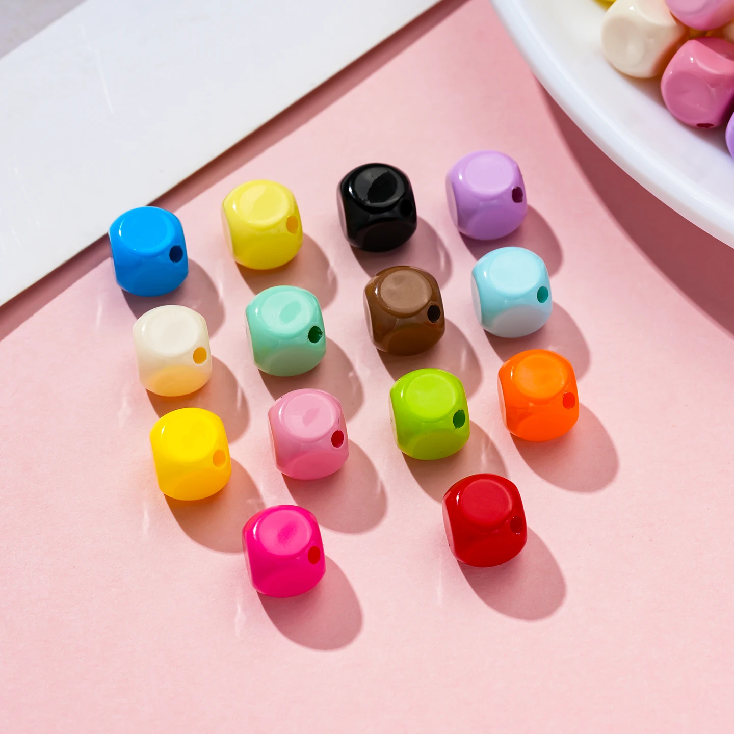 10pcs/Lots 10*10mm Colored Acrylic Square Beads Spacer Loose Beads for Bracelet Necklace Earring Jewelry Making DIY Findings
