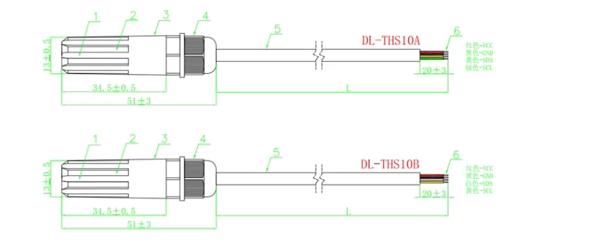 industrial  SHT20 SHT30 SHT40 waterproof  IIC temperature and humidity sensor digital output  anti-condensation