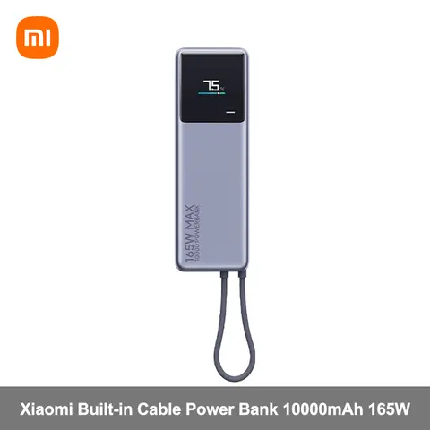 Xiaomi 165W Power Bank 10000 PB1165MI Zintegrowany kabel USB C Wyświetlacz LED Przenośna ładowarka do Macbook iPhone 15 Xiaomi 14 Pro