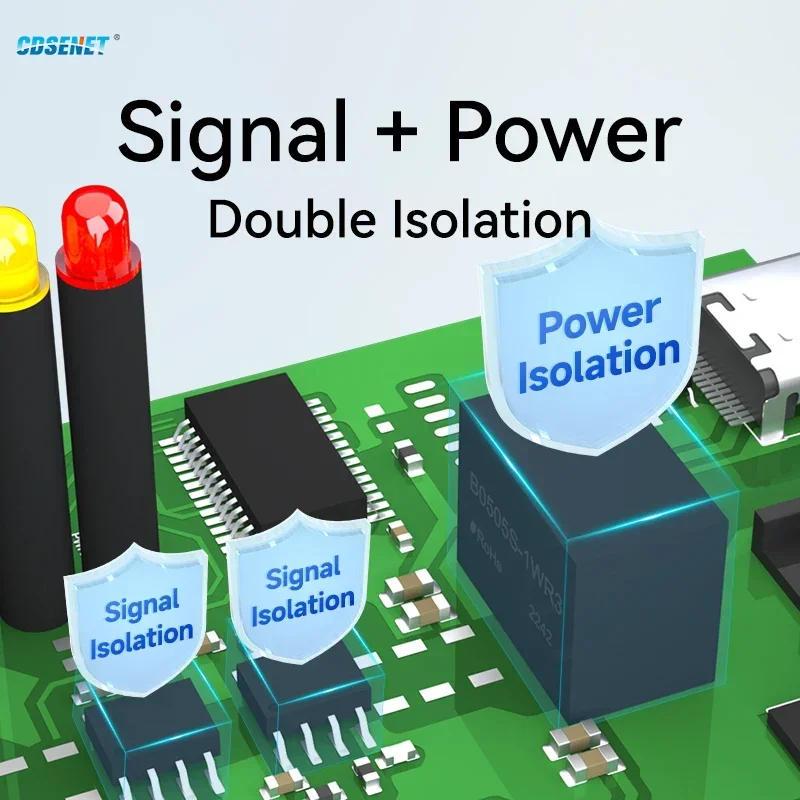 Imagem -05 - Conversor Industrial do Isolamento do Sinal do Poder Tipo-c Cdsenet Usb a Rs485 Rs422 Rs232 Ttl E810-u15 Ftdi