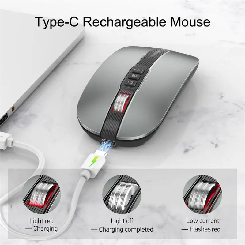 Dual Mode 2.4G Wireless Mouse 1600DPI Type-C Rechargeable Ergonomic Silent Mice For Laptop PC Gaming Mouse Gamer