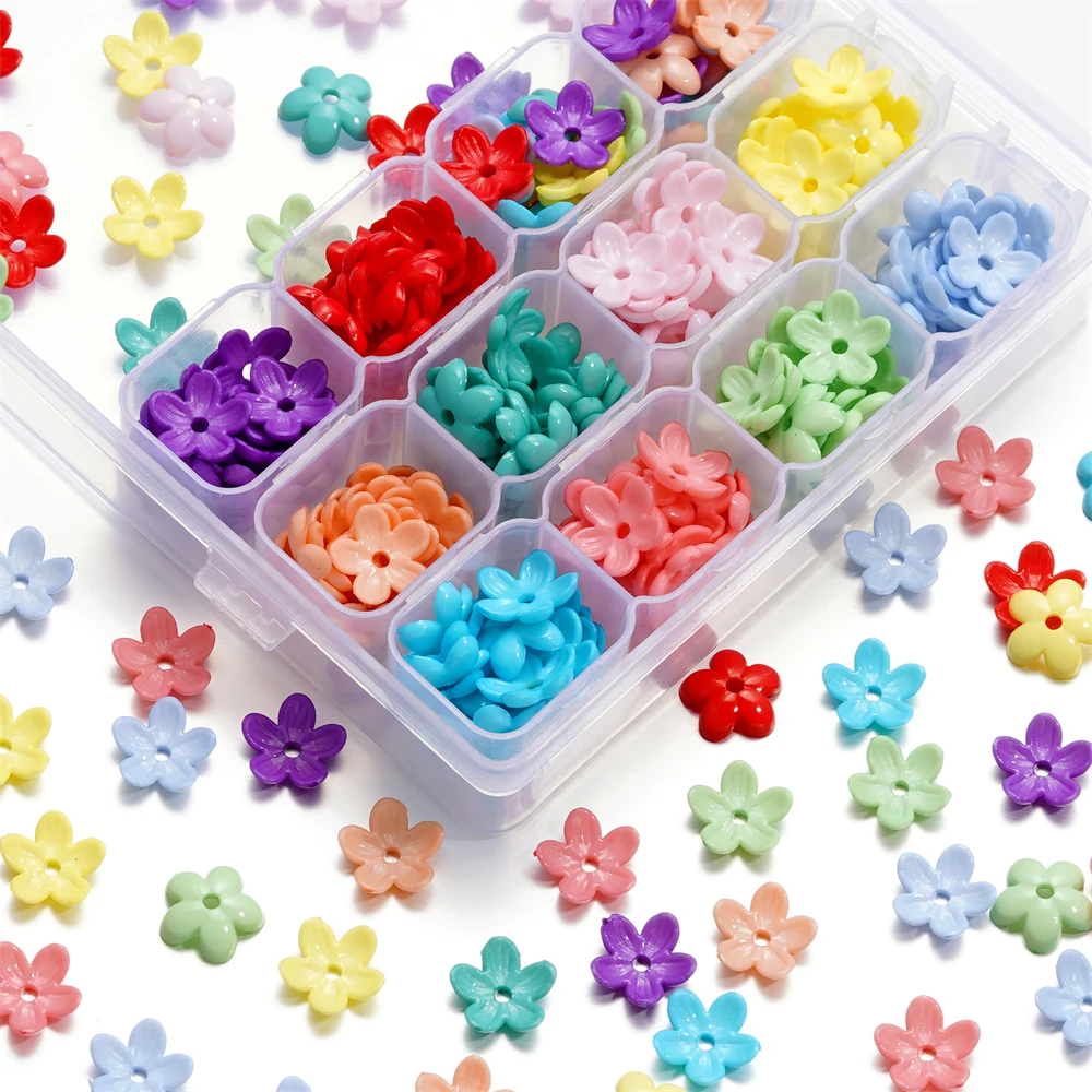 

50pcs/Lot 12mm Acrylic Beads Cap Flower Shape Receptacle Loose Beads For Jewelry Making DIY Bracelets Earring Accessories