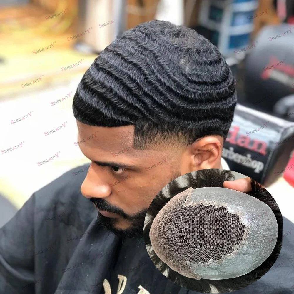 Breathable Men's Wigs Natural Hairline Lace Front Deep 360 Waves Remy Indian Hair New Q6 Base Black Men Toupee Competitive Items