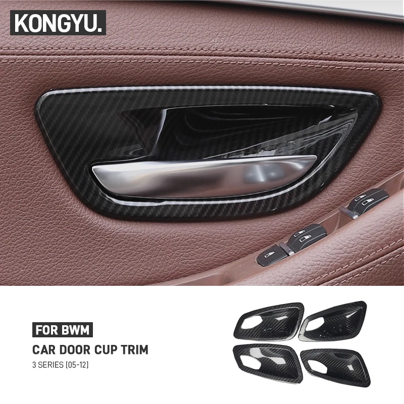 

Для BMW 3 серии E90 E92 E93 2005-2012 настоящее углеродное волокно, внутренняя дверная ручка автомобиля, чаша, накладка, наклейка, аксессуары для интерьера