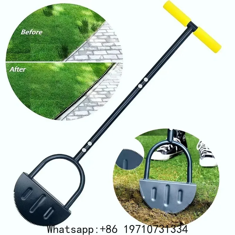 Manual Versatile Garden Tool Edging Chopper Half Moon Sharp Serrated Blade with Footplate for Garden, Lawn& Landscaping Borders