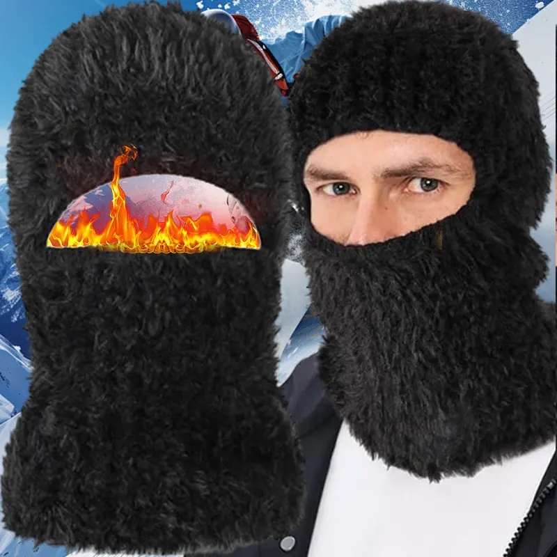 

Вязаные шапки на все лицо, зимняя шапка-балаклава, уличная мужская и женская спортивная велосипедная лыжная шапка, черные теплые морозостойкие плюшевые маски