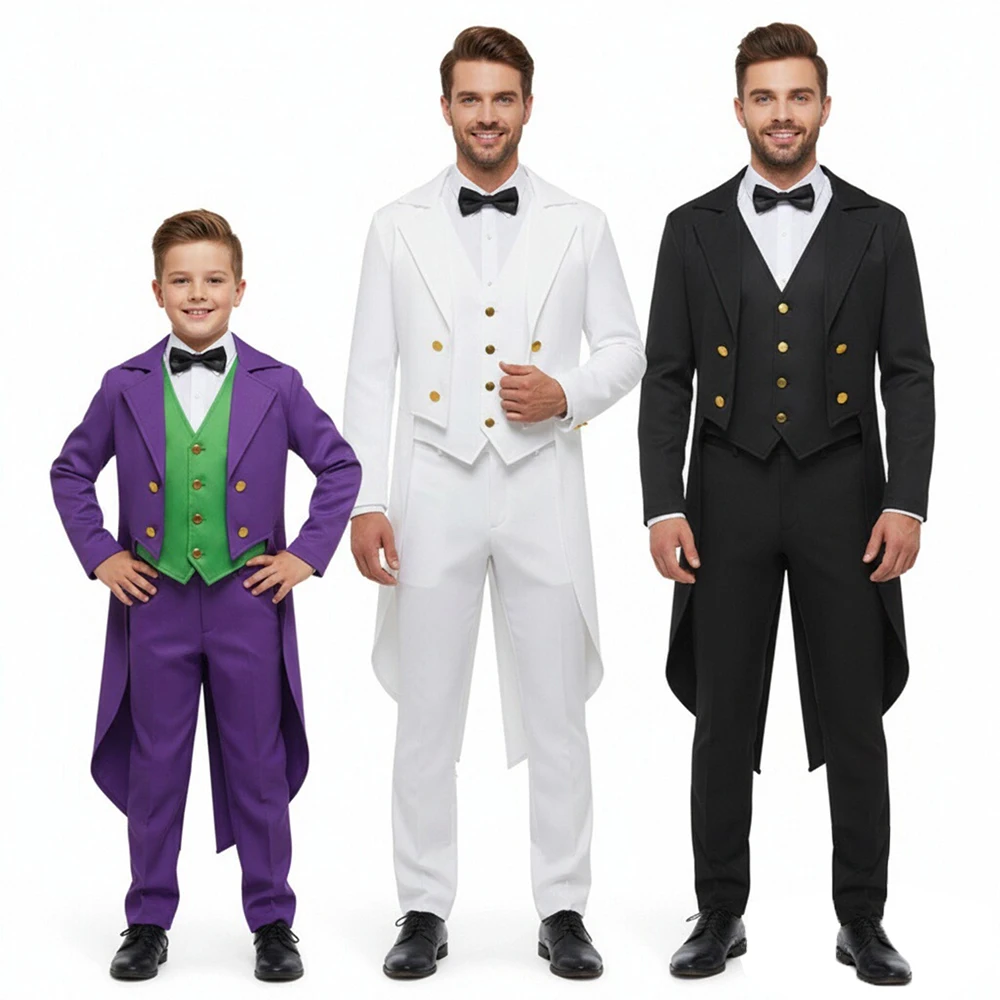 

Victorian Tailcoat Uniform Gothic Long Coat Steampunk Jacket Men's Cosplay Costume Bow Tie Jacket Punk Tuxedo Medieval Costume