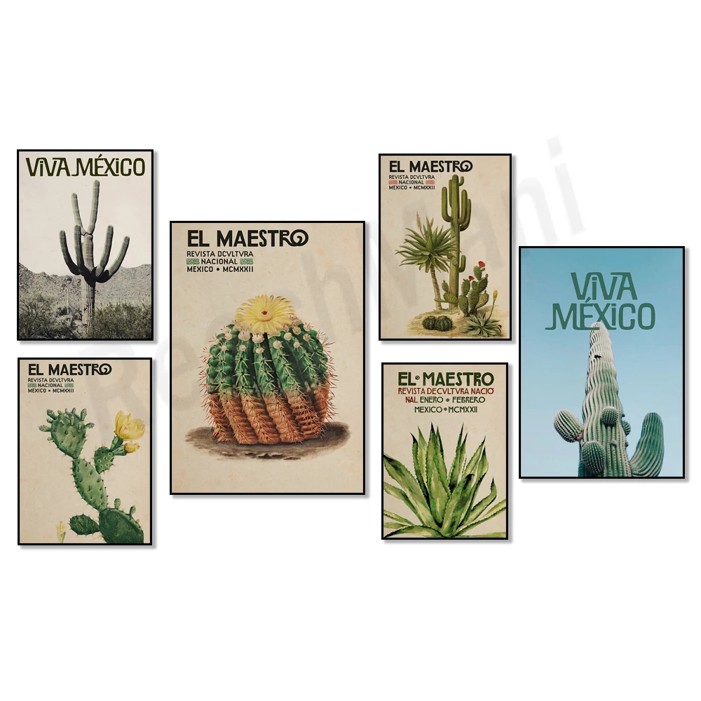 Iconic El Maestro Mexico Poster, Vintage Cactus Art, Agave Plant, Latin American Artesania, Mexican Culture, Ethnic Decoration