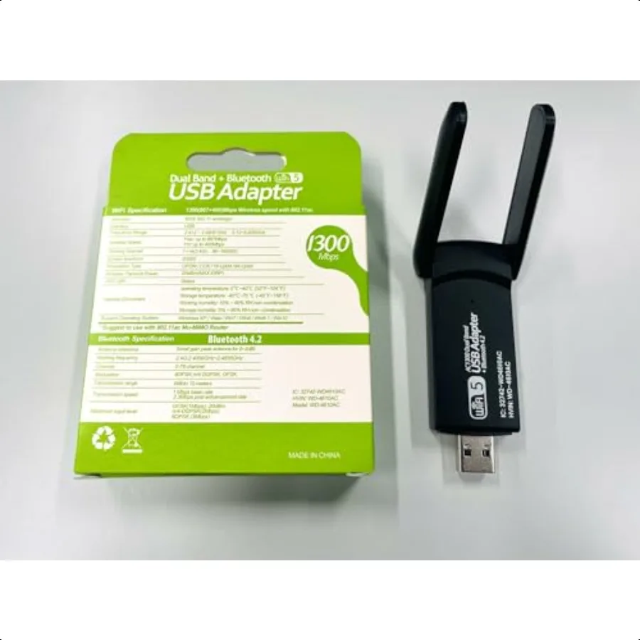 USB واي فاي بلوتوث محول 1300Mbps ثنائي النطاق 2.4 5Ghz شبكة لاسلكية استقبال خارجي صغير واي فاي دونغل للكمبيوتر المحمول سطح المكتب