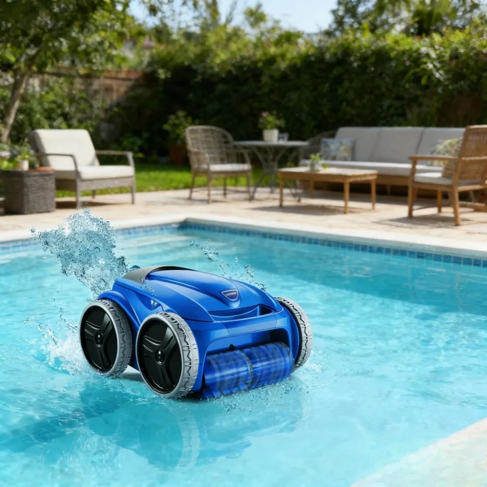 -For Equipped with a 60-foot swivel cable, a dynamic pool cleaning robot suitable for in-wall pools up to 50 feet^