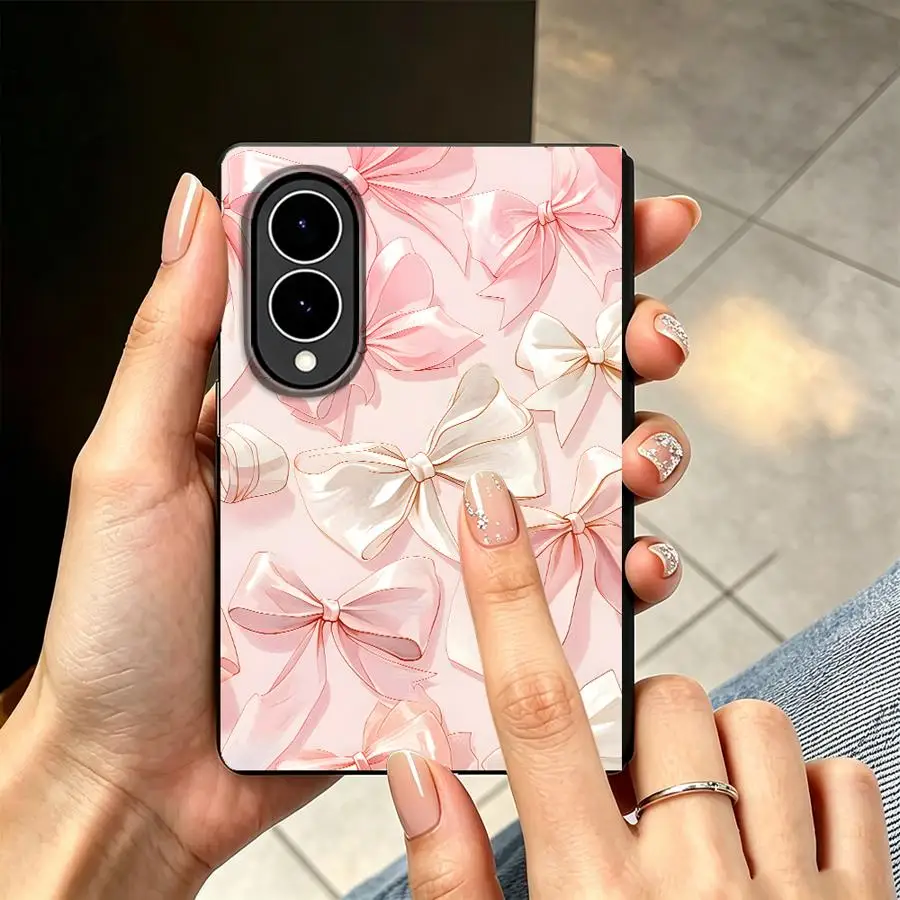 Creative Cartoon Pink Bow Case for Samsung Galaxy ZFold Wide Z Fold 8 ZFold8 Z Fold8 Wide Luxury Phone Cover