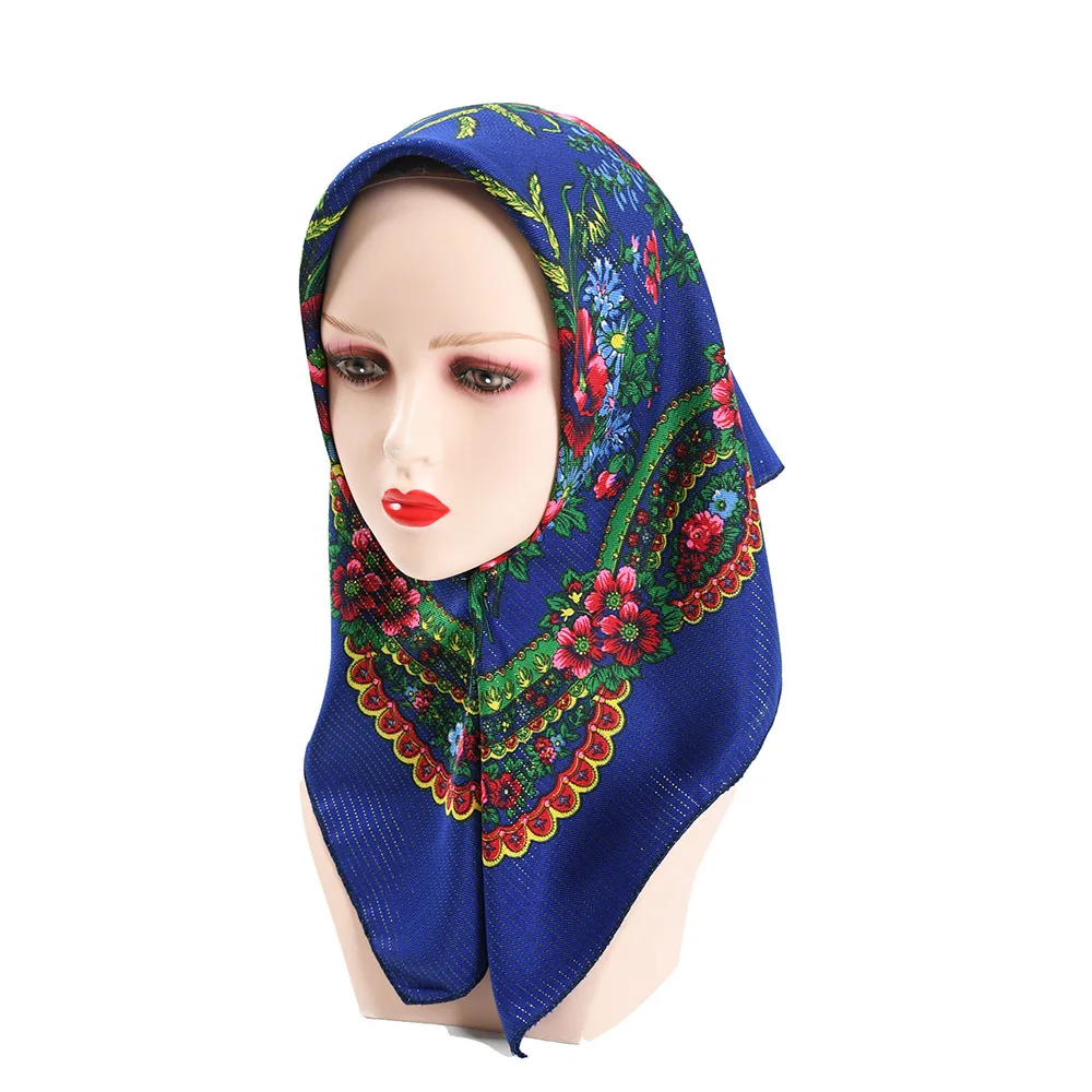Pareo Russian Scarf Ethnic Handkerchief Hijab Shawl Headscarf Women Luxury Square Ukrainian Floral Wedding Party Shawl Folk image 3