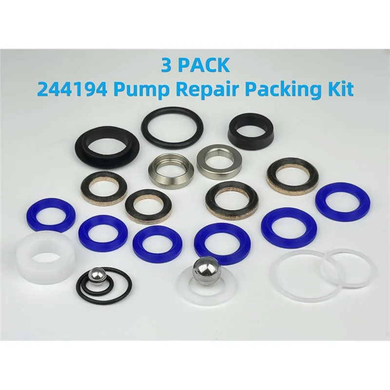 ABAE-244194 Kit di imballaggio per riparazione pompa (confezione da 3) Aftermarket per modelli di spruzzatori airless di vernice Graco 210 230 295 390 395 490 495 595 3