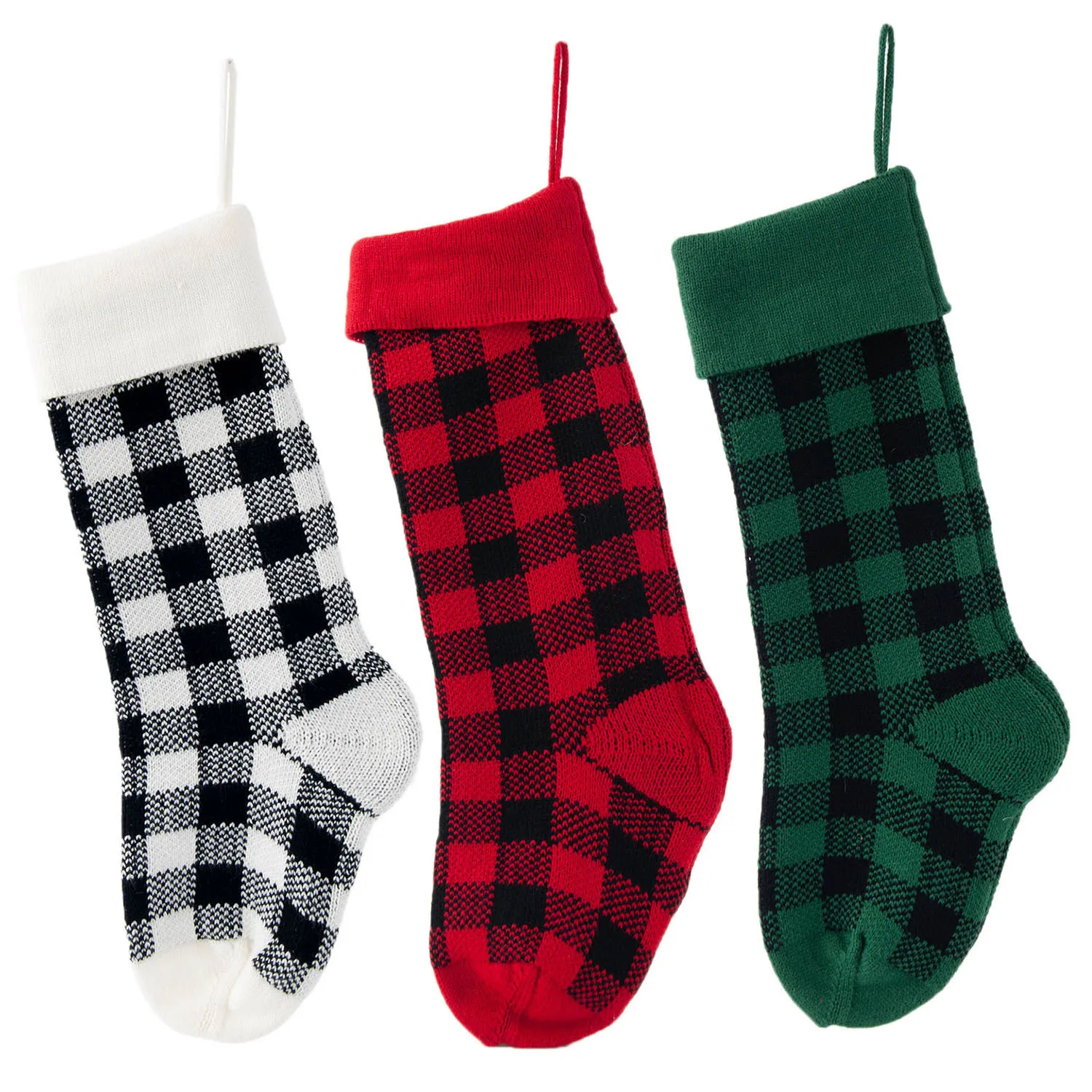 Personalized Christmas Socks, Christmas Tree Decorations, Gift Bags,  Christmas Gift Bags, 18 Inch Knitted Plaid Christmas Socks