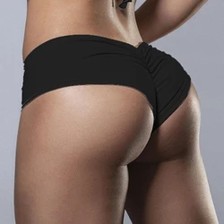 Calzoncillos elásticos de Color liso para mujer, ropa interior Sexy con realce, bragas a la cadera, pantalones cortos con abertura, ropa informal para fiesta en la playa