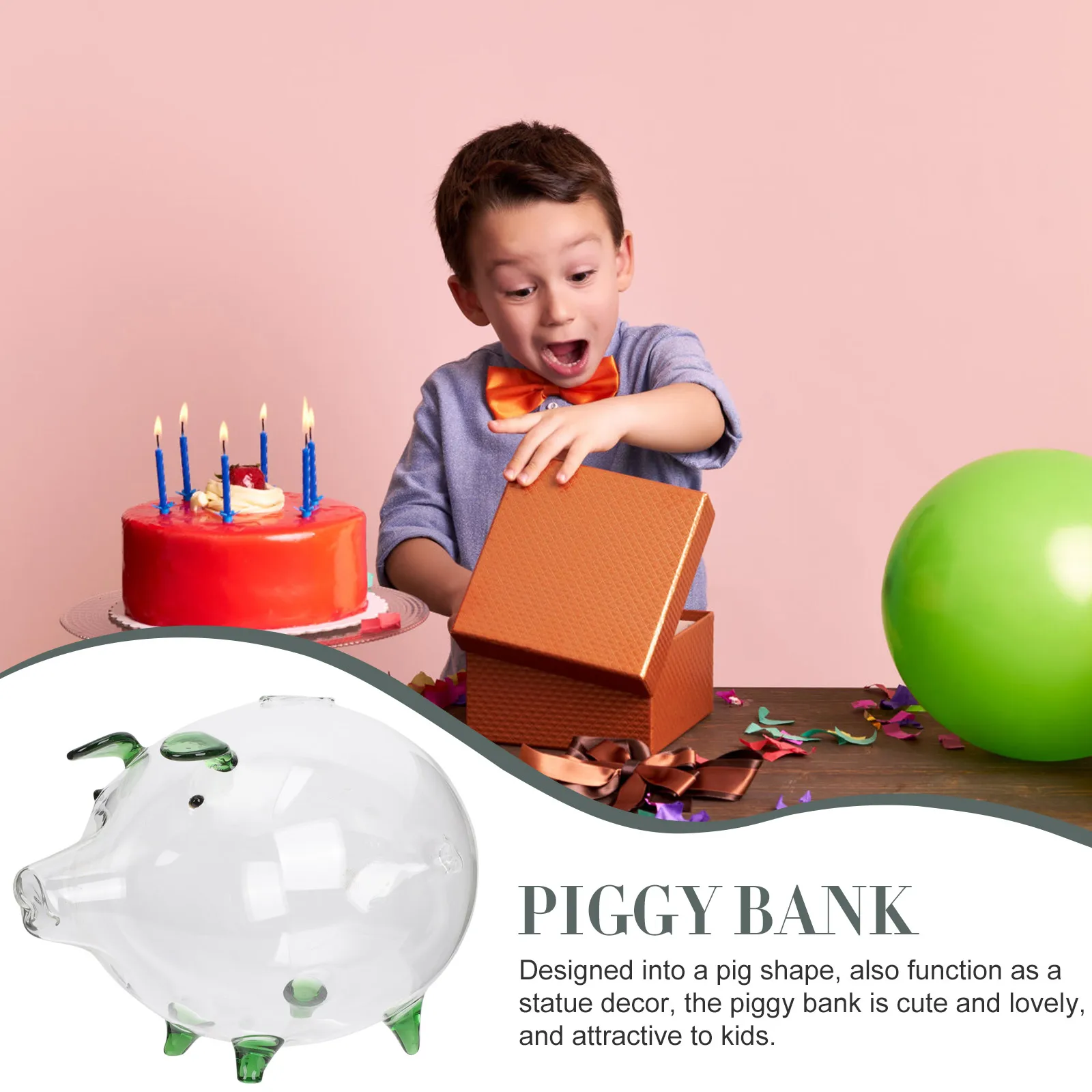 

s Piggy Bank Golden Desktop Coin Money Saving Boy Jar Clear Green Banks for Adults Child