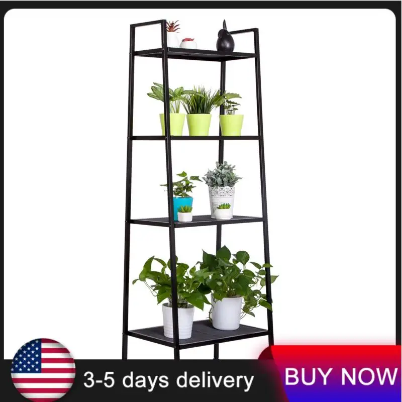 4 Tier Bookshelf Plant Flower Stand Storage Rack Ladder Book Shelf Industrial Organizer Modern Shelves Bookcase Living Room Rack