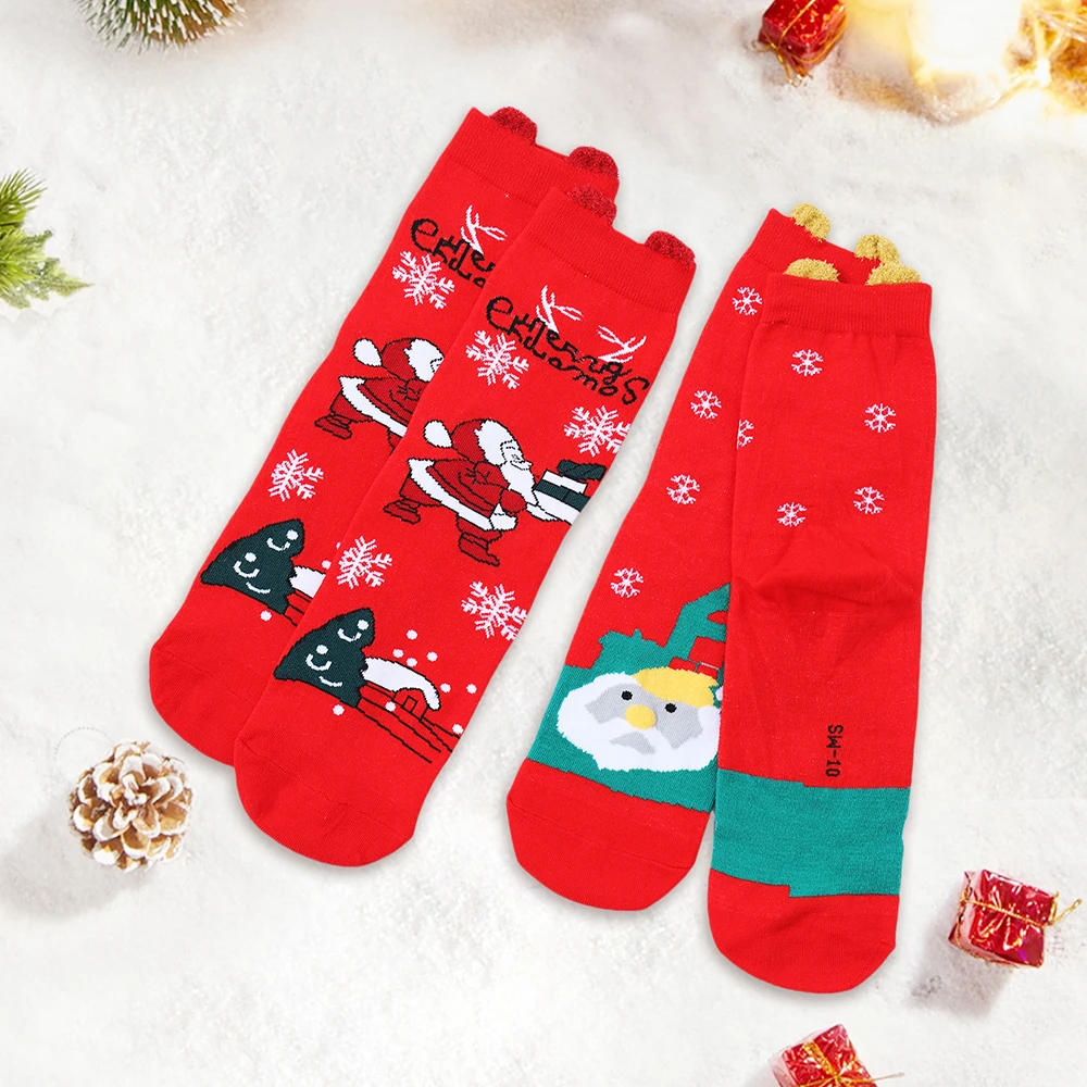 5 Pairs Christmas Socks Tree Snow Elk Cotton Peonfly Winter Happy Christmas Socks Gift Men New Year Santa Claus