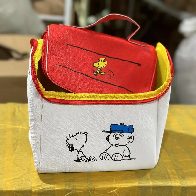 Snoopy torebka do przechowywania makijażu uroczy studencki Lunch przenośna torebka kreskówkowe kobiety o dużej pojemności kreatywne piknikowe duże